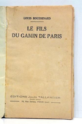 Fils gamin de paris - le, du