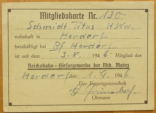 Mitgliedskarte reichsbahn - mitgliedskarte,